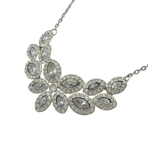 Auth SWAROVSKI - Silver Clear Dark Gray Swarovski Crystal Necklace - Picture 1 of 4